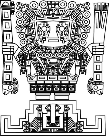 coloriage aztec statue
